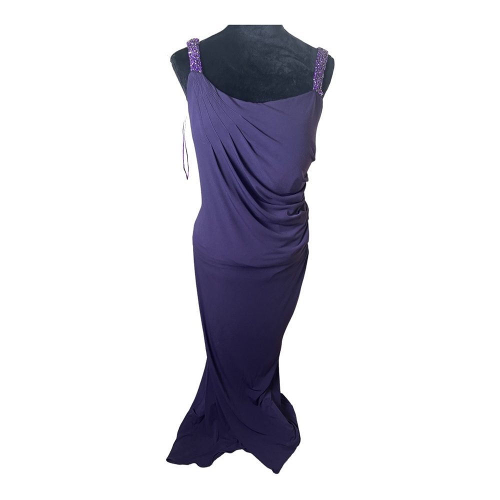 Beyond Jovani Beaded Strap Side Ruched Maxi Gown Size 14